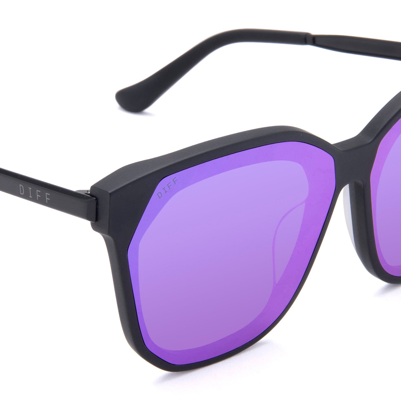 GIA II - MATTE BLACK + PURPLE MIRROR SUNGLASSES sold by Diff Eyewear product image thumbnail 3