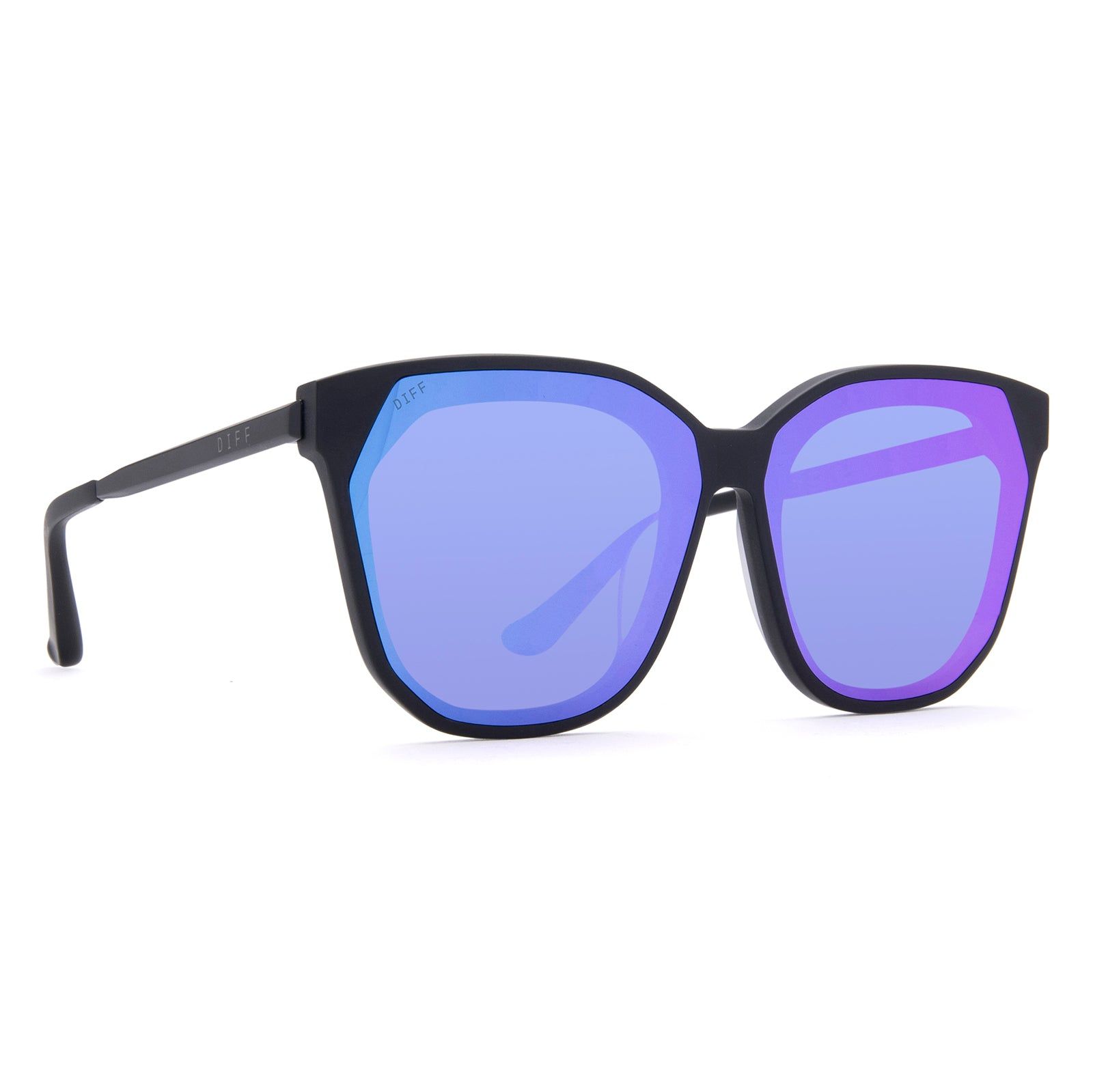 GIA II - MATTE BLACK + PURPLE MIRROR SUNGLASSES sold by Diff Eyewear product image thumbnail 2