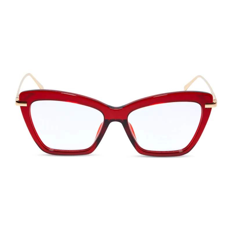 MILA - CARMINE + CLEAR GLASSES sold by Diff Eyewear