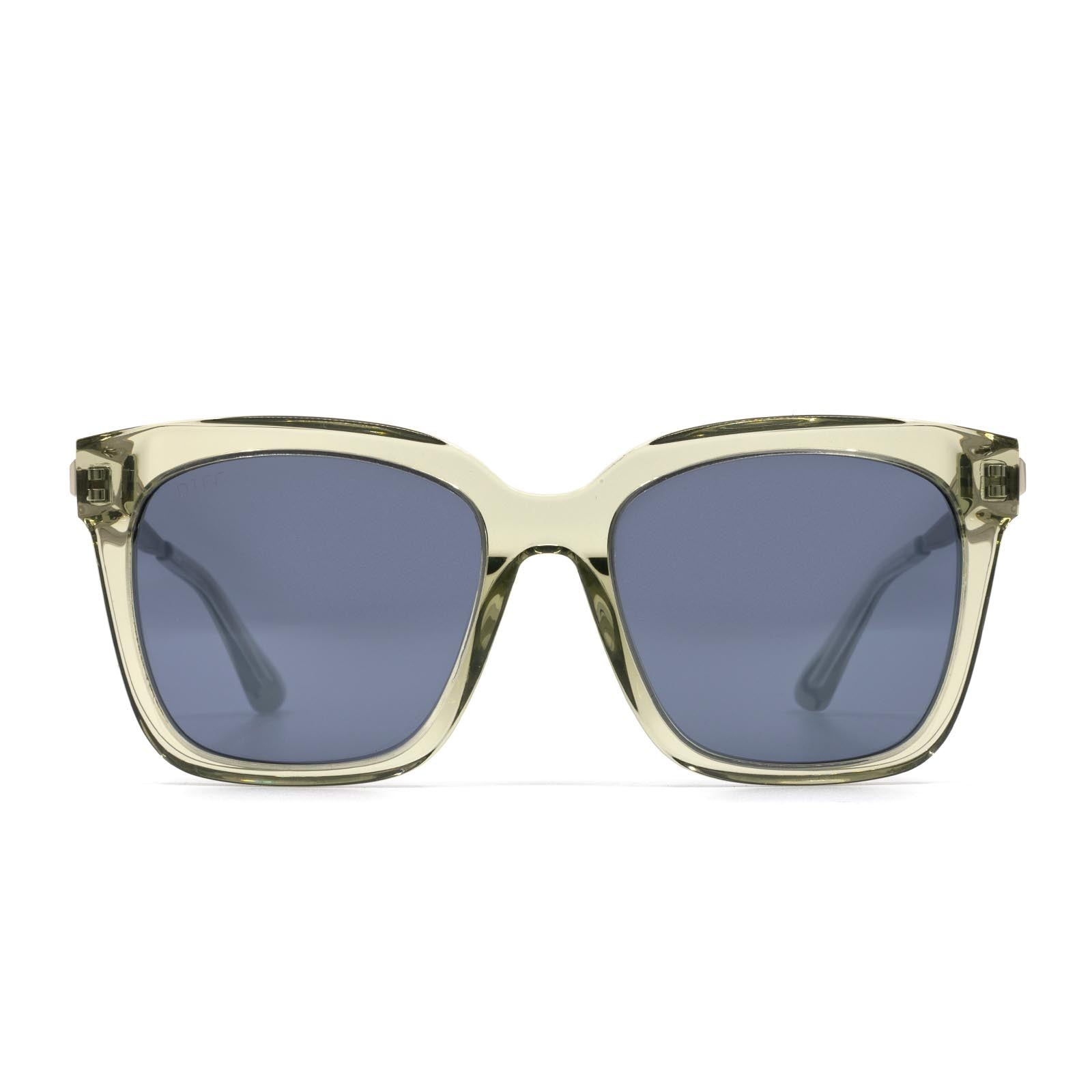 BELLA - OLIVE CRYSTAL + GREY MIRROR SUNGLASSES sold by Diff Eyewear