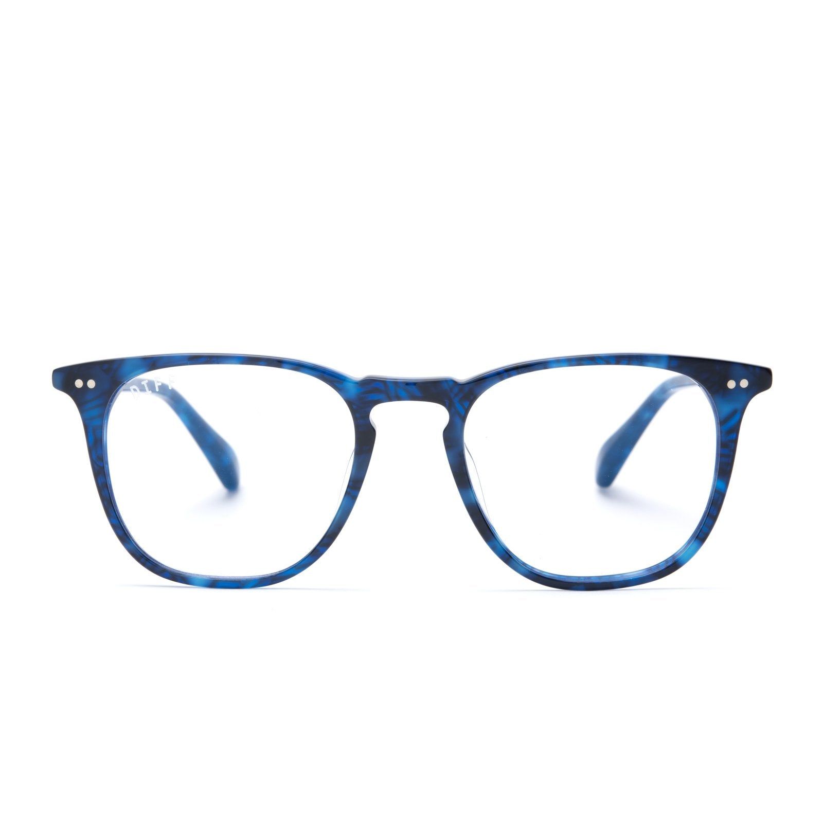 MAXWELL - REGAL BLUE TORTOISE + CLEAR GLASSES sold by Diff Eyewear