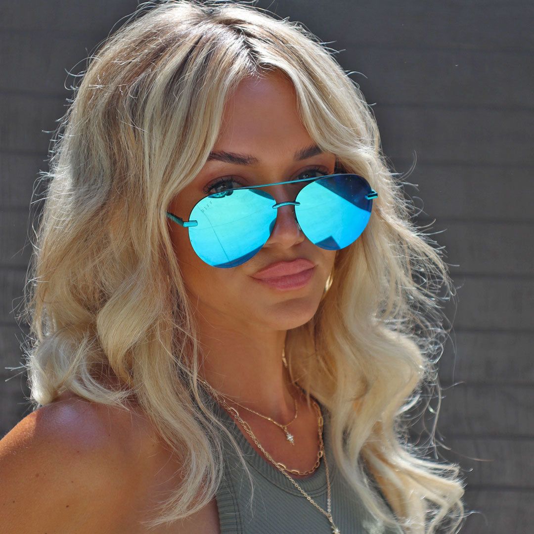 LENOX XS - TURQUOISE METALLIC + TEAL MIRROR + POLARIZED SUNGLASSES sold by Diff Eyewear product image thumbnail 5