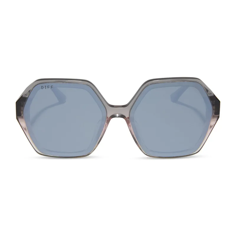 GIGI - SMOKE ROSE CRYSTAL OMBRE + SILVER FLASH SUNGLASSES sold by Diff Eyewear
