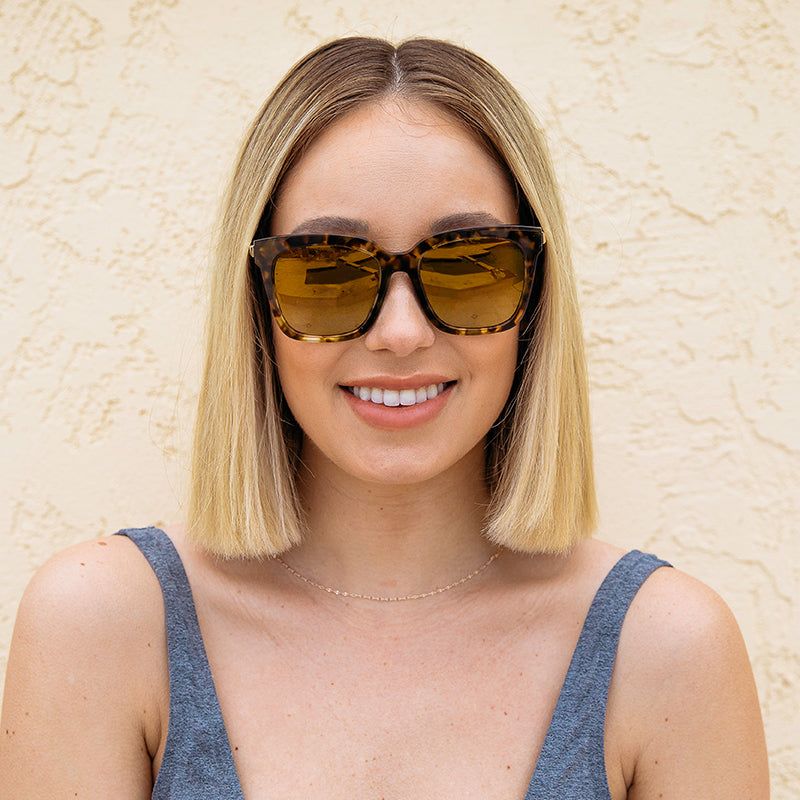 BELLA - MOSS HAVANA + BROWN GRADIENT GOLD FLASH + POLARIZED SUNGLASSES sold by Diff Eyewear product image thumbnail 4