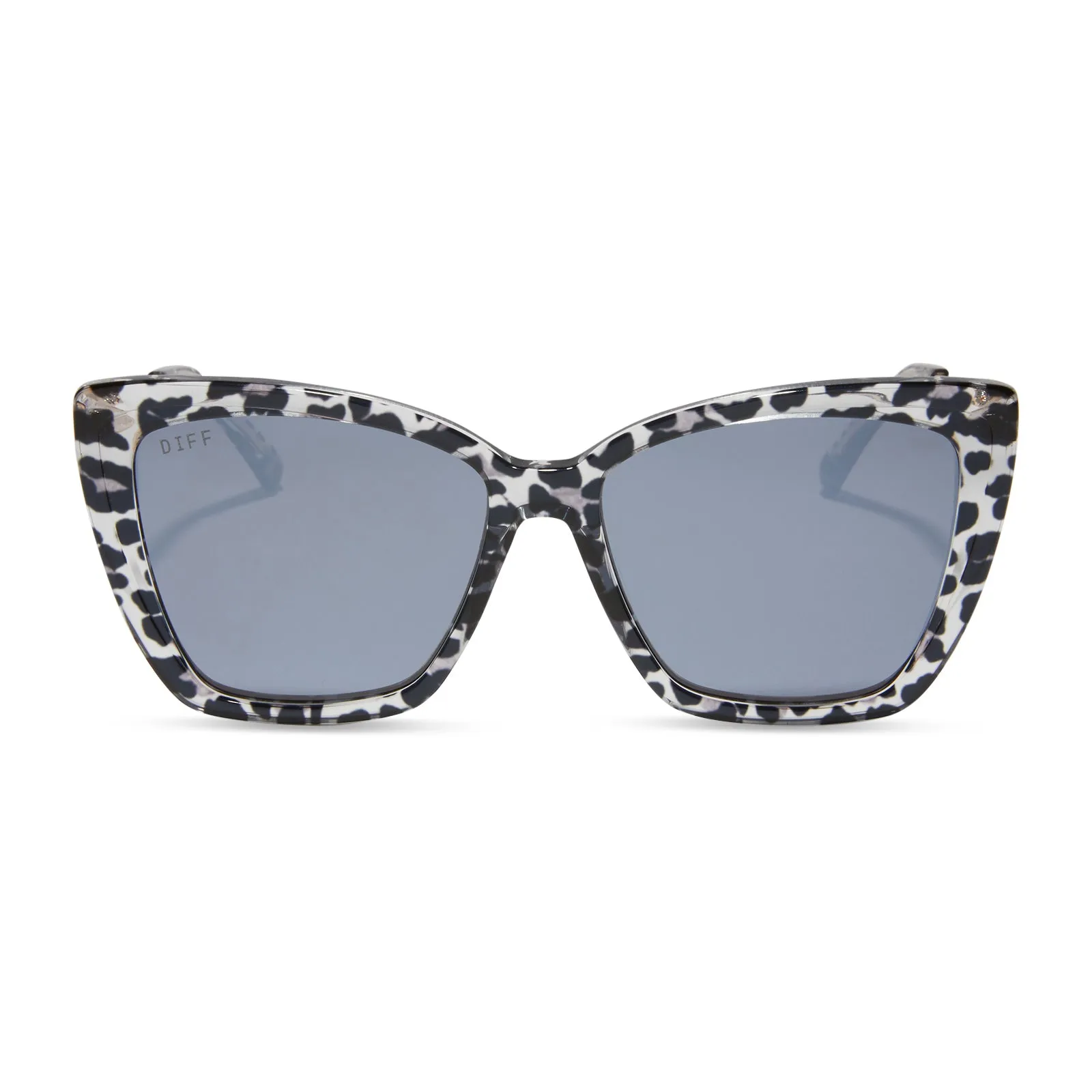 BECKY II - CLEAR LEOPARD + GREY MIRROR SUNGLASSES sold by Diff Eyewear