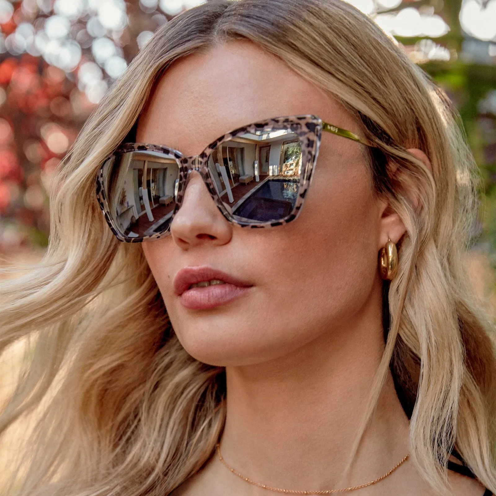 BECKY II - CLEAR LEOPARD + GREY MIRROR SUNGLASSES sold by Diff Eyewear product image thumbnail 4