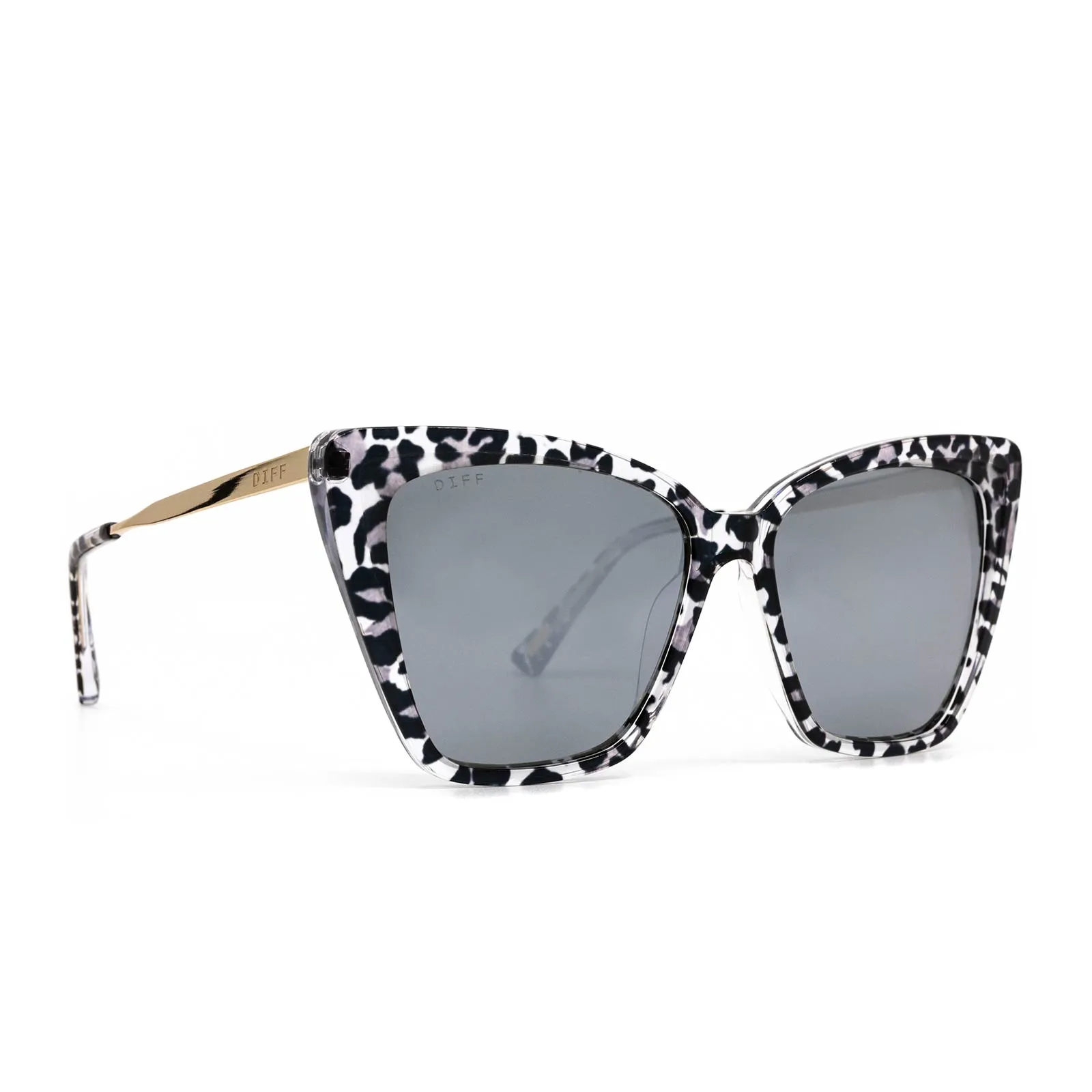 BECKY II - CLEAR LEOPARD + GREY MIRROR SUNGLASSES sold by Diff Eyewear product image thumbnail 2