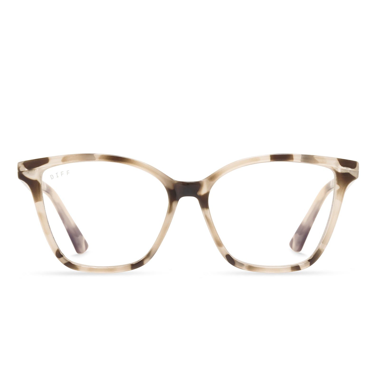 LEAH - CREAM TORTOISE + CLEAR GLASSES sold by Diff Eyewear