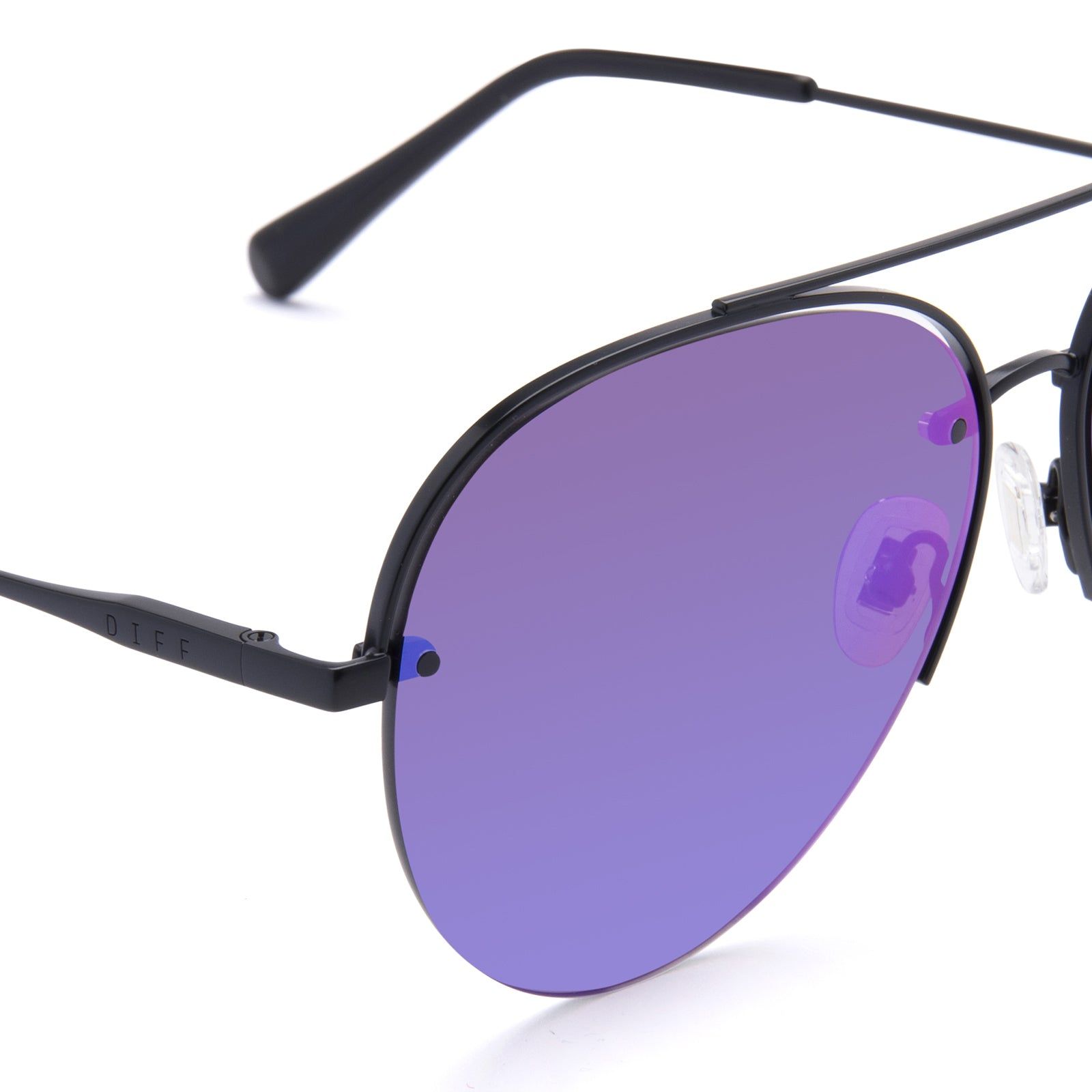 LENOX II - MATTE BLACK + PURPLE MIRROR SUNGLASSES sold by Diff Eyewear product image thumbnail 3