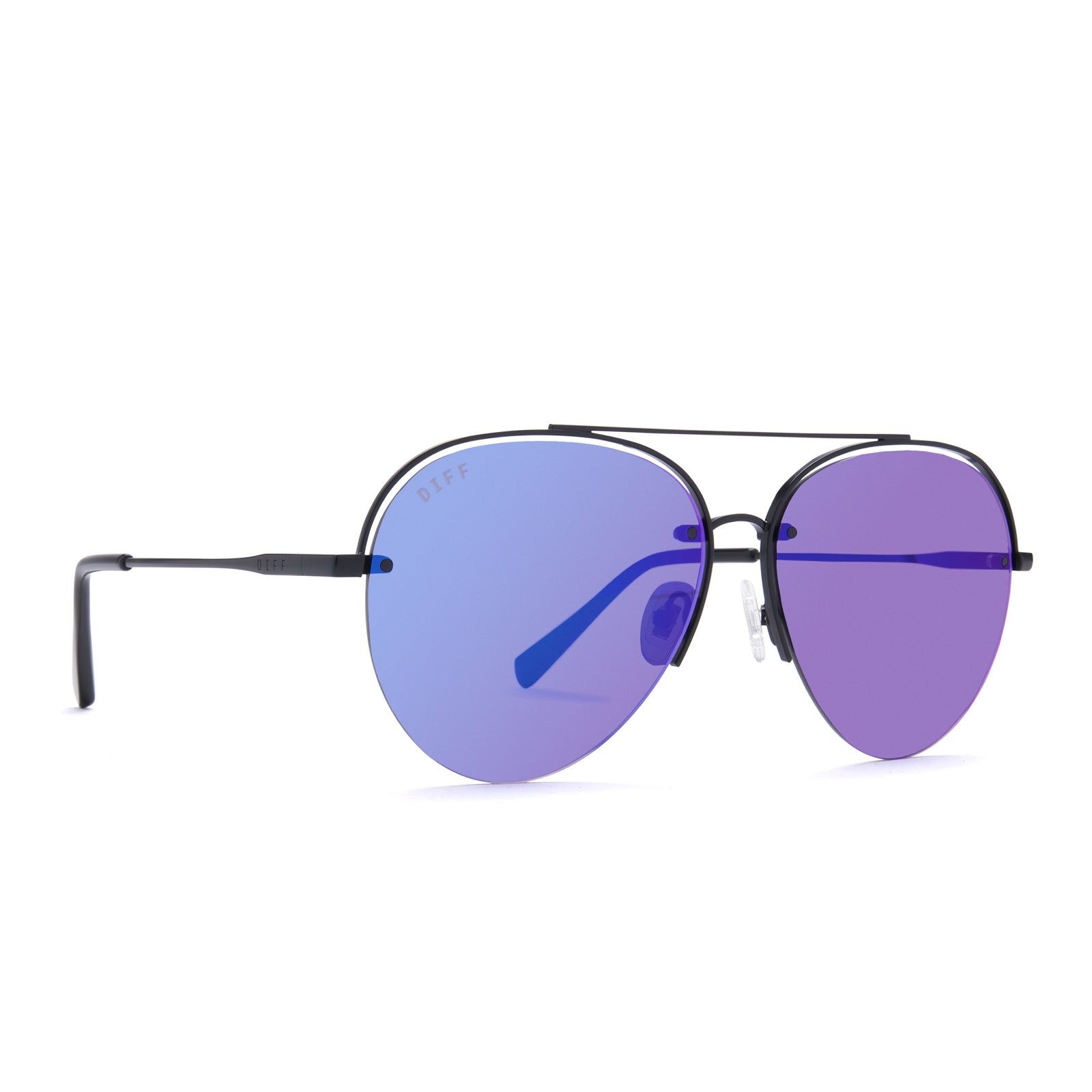 LENOX II - MATTE BLACK + PURPLE MIRROR SUNGLASSES sold by Diff Eyewear product image thumbnail 2