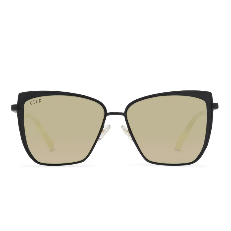 GRACE - BLACK + GOLD MIRROR SUNGLASSES sold by Diff Eyewear