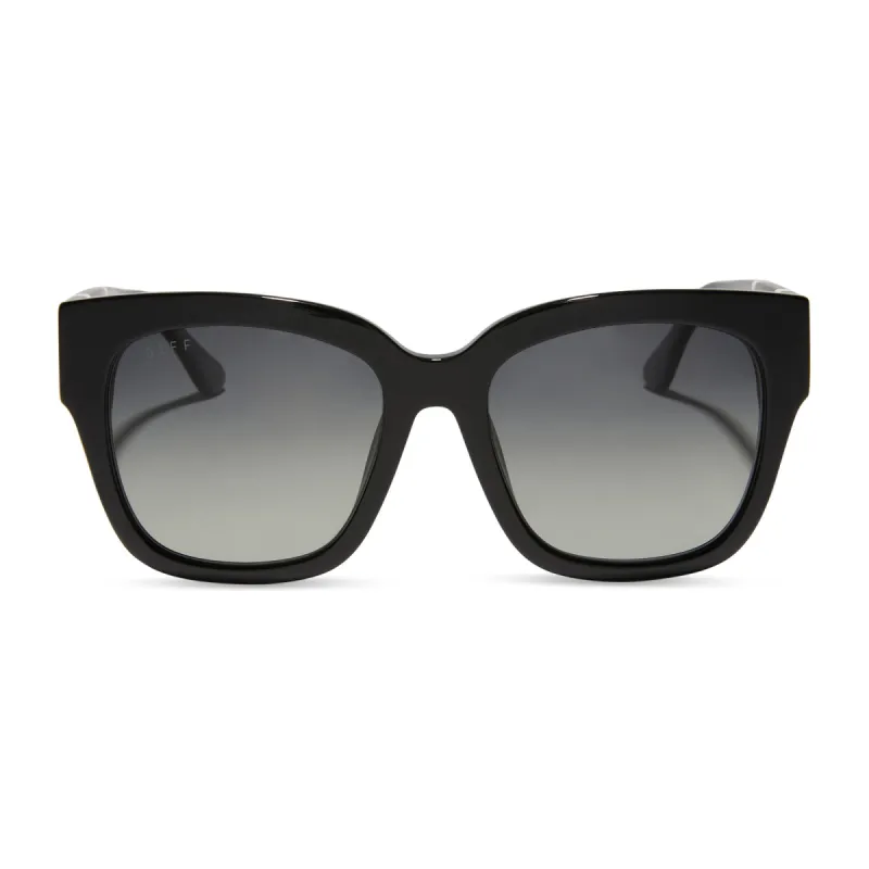 BELLA II - BLACK W/ COLORBLOCK TEMPLES + GREY GRADIENT POLARIZED SUNGLASSES sold by Diff Eyewear