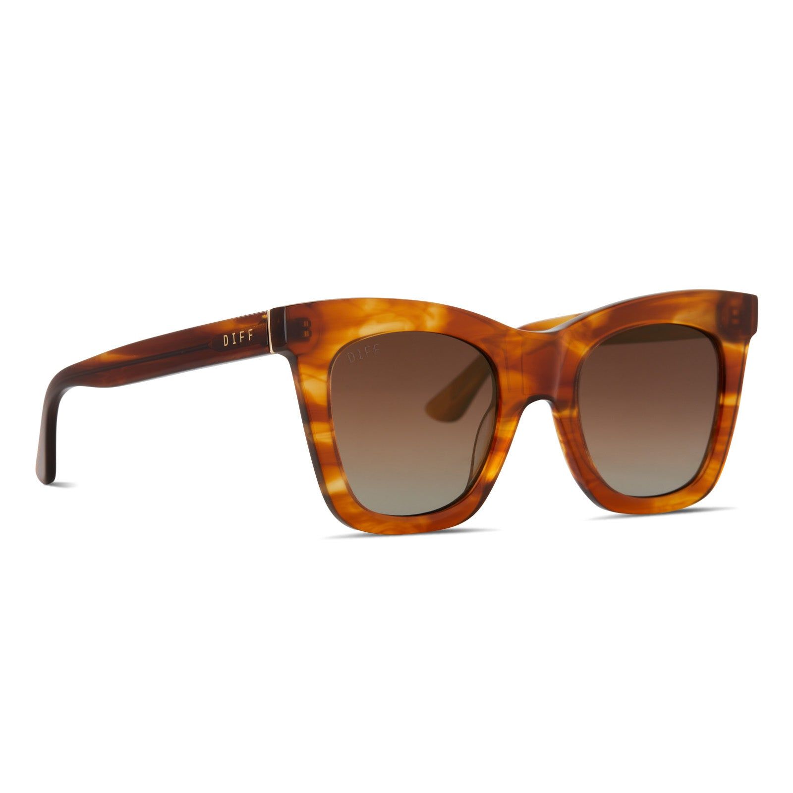 KAIA - HENNA TORTOISE + BROWN GRADIENT GOLD FLASH + POLARIZED SUNGLASSES sold by Diff Eyewear product image thumbnail 2