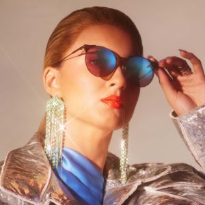 TORI KELLY - SHINE ON + MATTE BLACK + BLUE MIRROR SUNGLASSES sold by Diff Eyewear