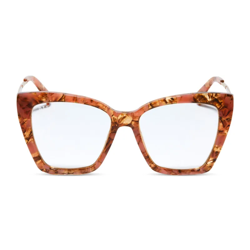 BECKY IV XS - BEIGE CORAL TORTOISE + CLEAR GLASSES sold by Diff Eyewear