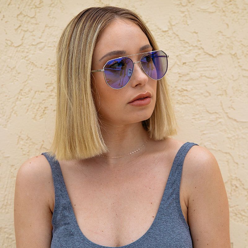 DASH - BRUSHED SILVER + PURPLE FLASH POLARIZED SUNGLASSES sold by Diff Eyewear product image thumbnail 8