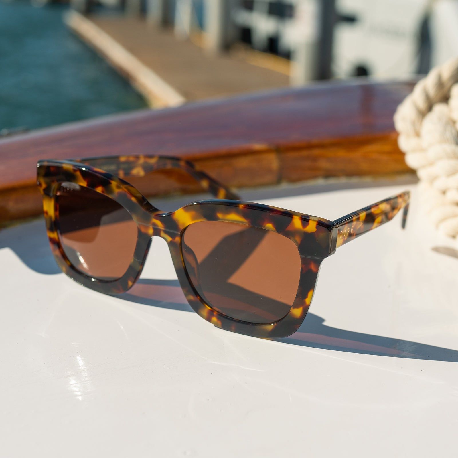 CARSON - AMBER TORTOISE + BROWN SUNGLASSES sold by Diff Eyewear product image thumbnail 5