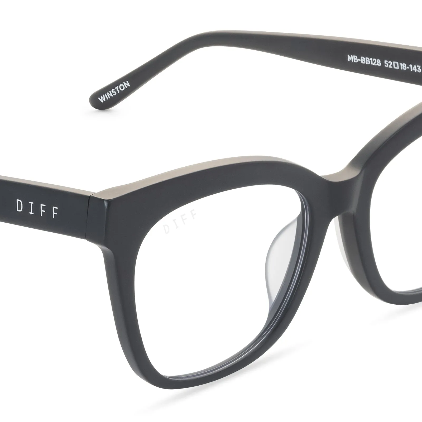 WINSTON - MATTE BLACK + GLASSES sold by Diff Eyewear product image thumbnail 3