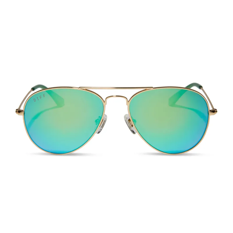 CRUZ XS - GOLD + GREEN MIRROR + POLARIZED SUNGLASSES sold by Diff Eyewear