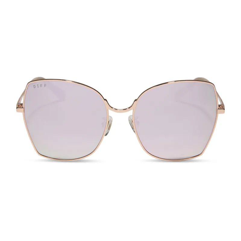 DONNA - CHAMPAGNE + CHERRY BLOSSOM MIRROR + POLARIZED SUNGLASSES sold by Diff Eyewear