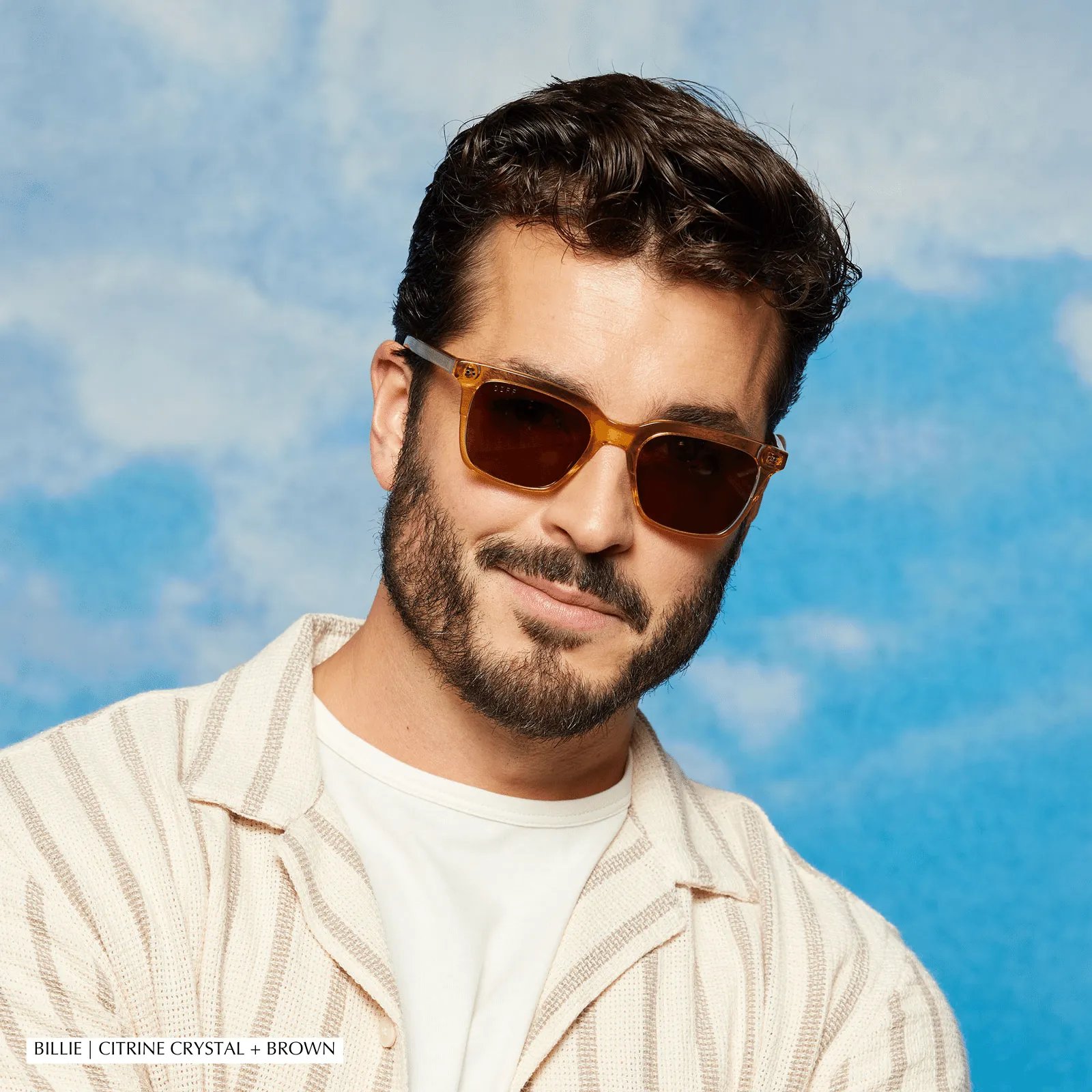 BILLIE - WHISKEY CRYSTAL + STEEL BLUE POLARIZED SUNGLASSES sold by Diff Eyewear product image thumbnail 4