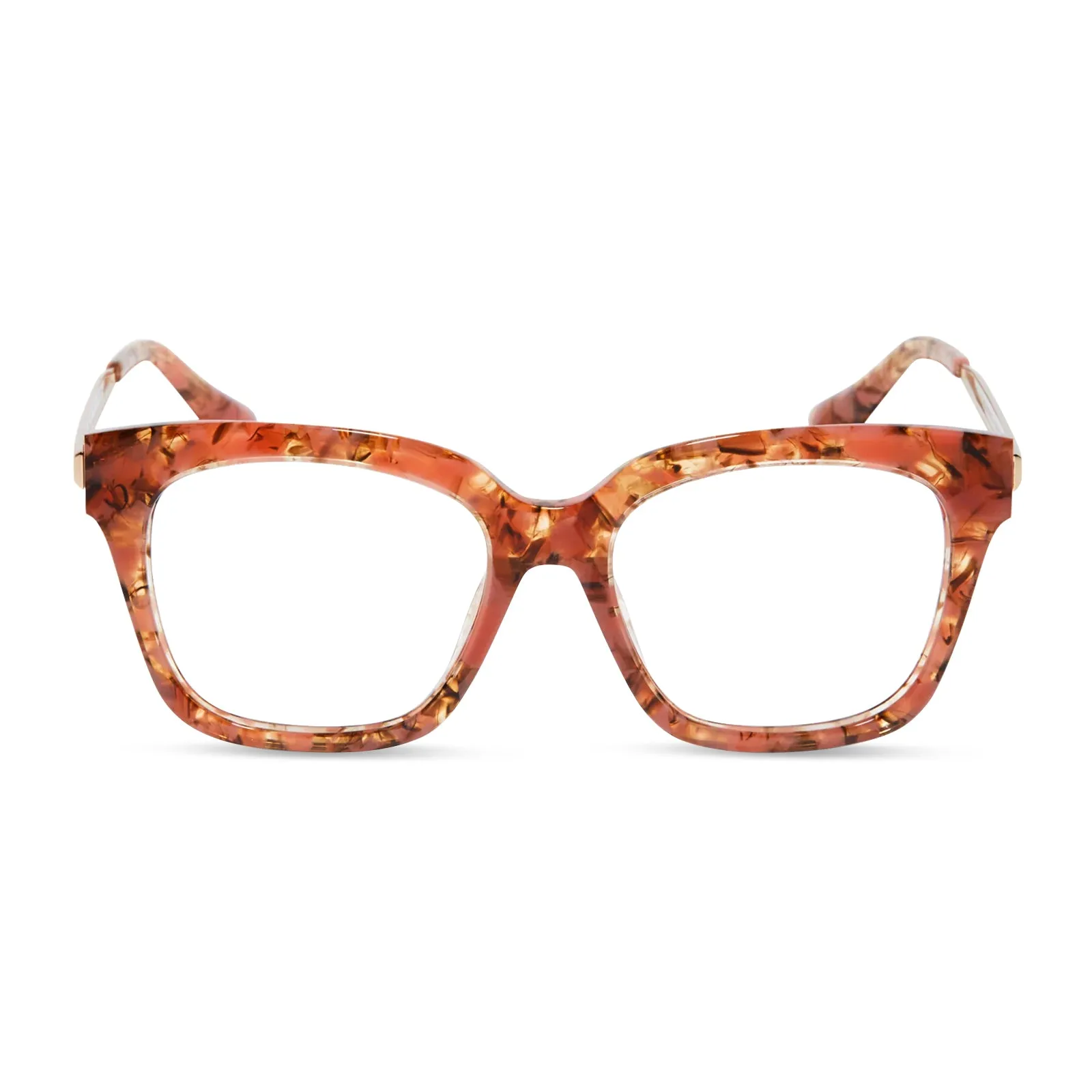 BELLA XS - BEIGE CORAL TORTOISE + CLEAR GLASSES sold by Diff Eyewear