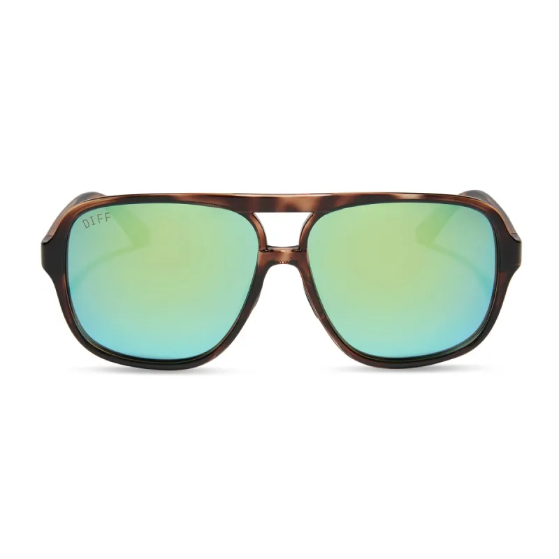 HANGTIME - TORTOISE + TURQUOISE ICE MIRROR + POLARIZED SUNGLASSES sold by Diff Eyewear