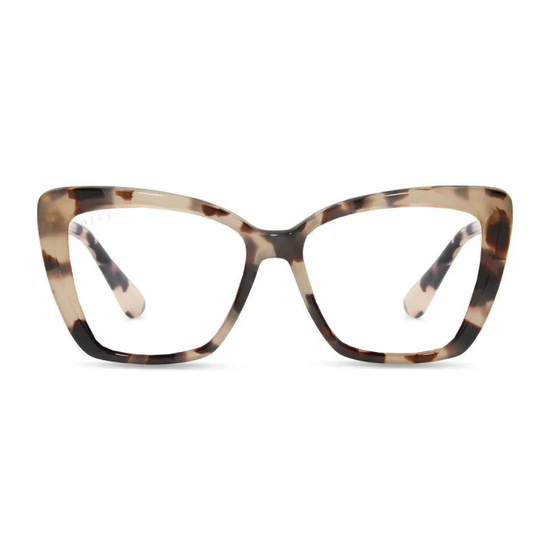 BECKY II XS - CREAM TORTOISE + CLEAR GLASSES sold by Diff Eyewear