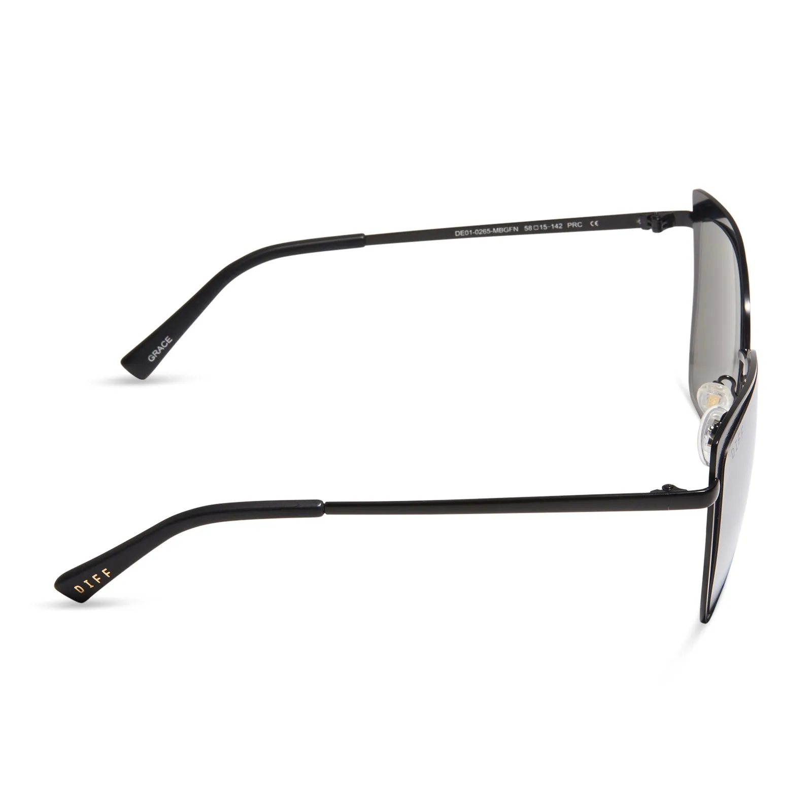GRACE - MATTE BLACK + GREY MIRROR SUNGLASSES sold by Diff Eyewear product image thumbnail 3
