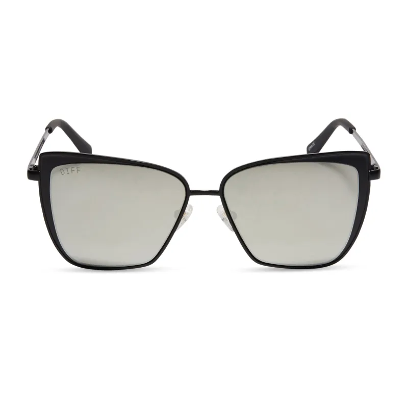 GRACE - MATTE BLACK + GREY MIRROR SUNGLASSES sold by Diff Eyewear