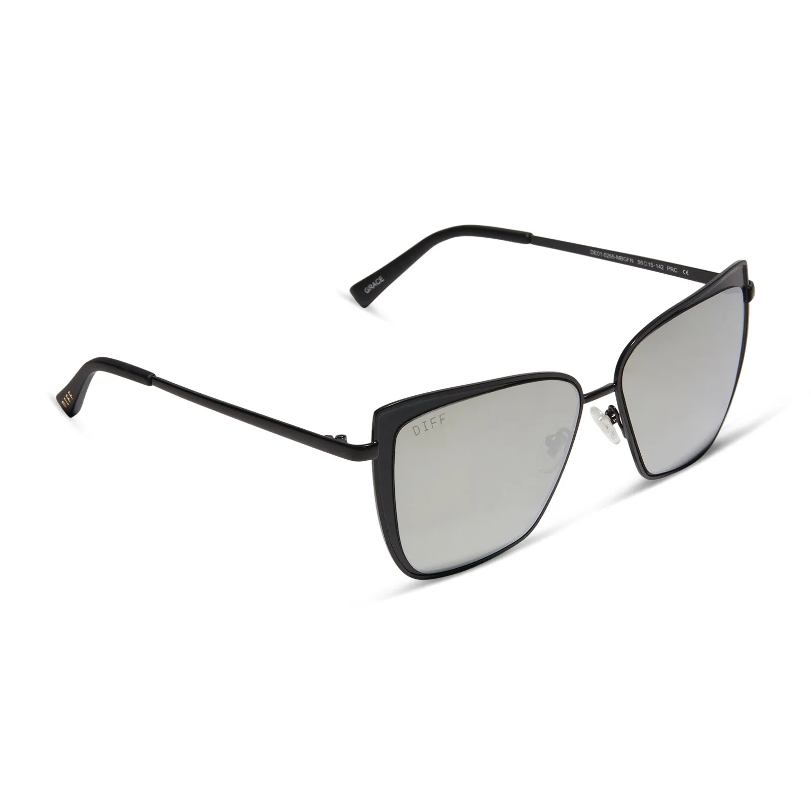 GRACE - MATTE BLACK + GREY MIRROR SUNGLASSES sold by Diff Eyewear product image thumbnail 2