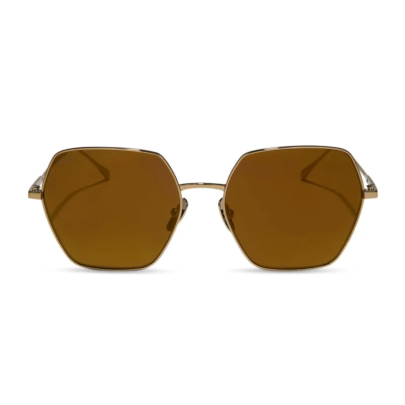 HARLOWE - COPPER METAL + BROWN GOLD FLASH + POLARIZED SUNGLASSES sold by Diff Eyewear