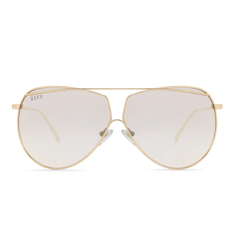 MAEVE - GOLD + BEIGE MIRROR SUNGLASSES sold by Diff Eyewear