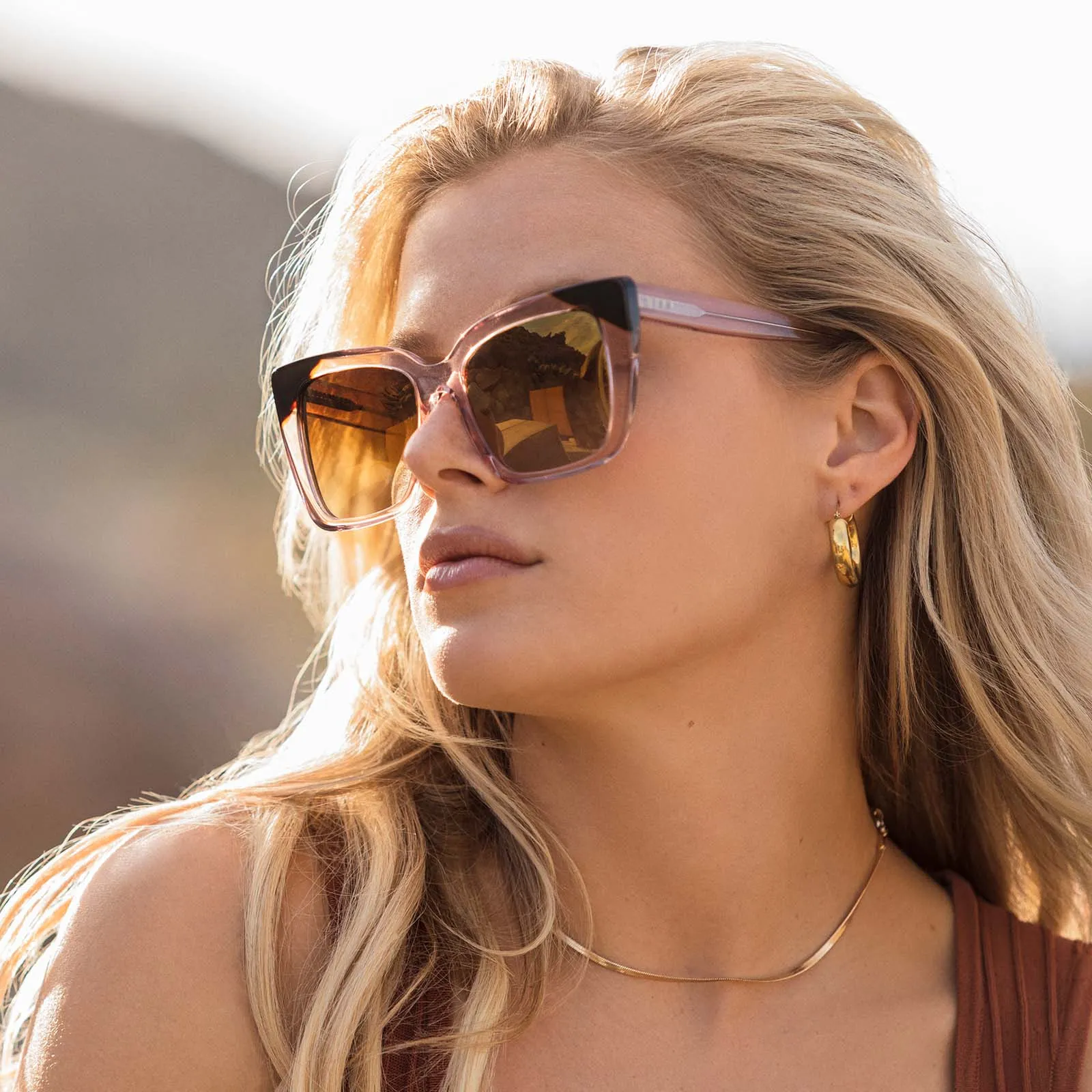 LIZZY - LIGHT PINK CRYSTAL + BROWN GRADIENT SUNGLASSES sold by Diff Eyewear product image thumbnail 5