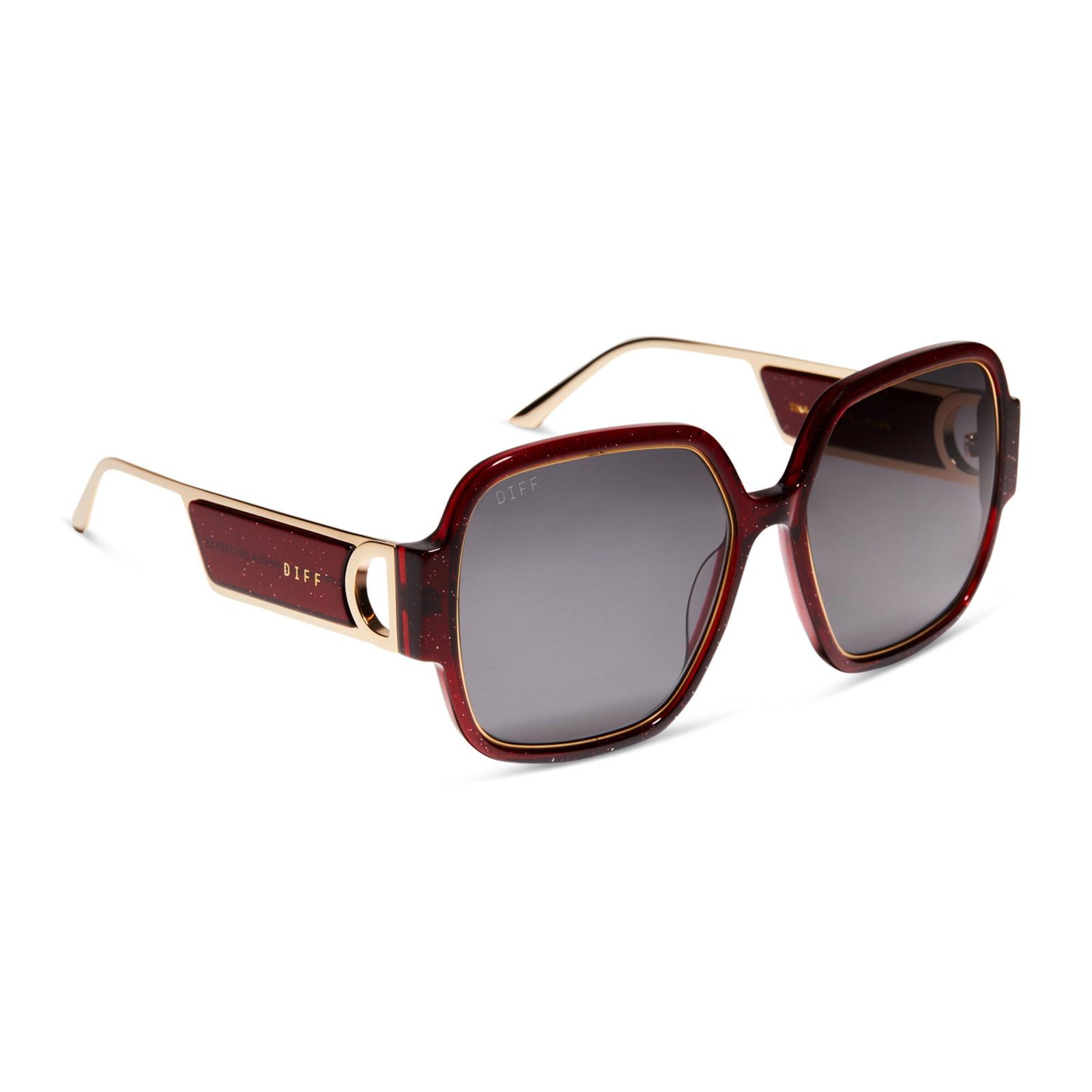TINA - FESTIVE CARMINE + GREY SUNGLASSES sold by Diff Eyewear product image thumbnail 3