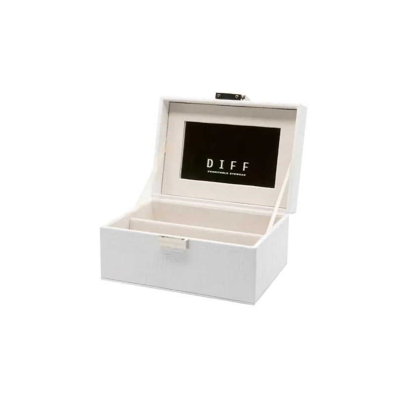 2 PIECE VANITY CASE - WHITE CROC sold by Diff Eyewear