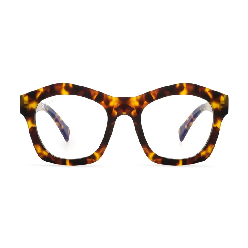 HAYDEN - AMBER TORTOISE + CLEAR GLASSES sold by Diff Eyewear