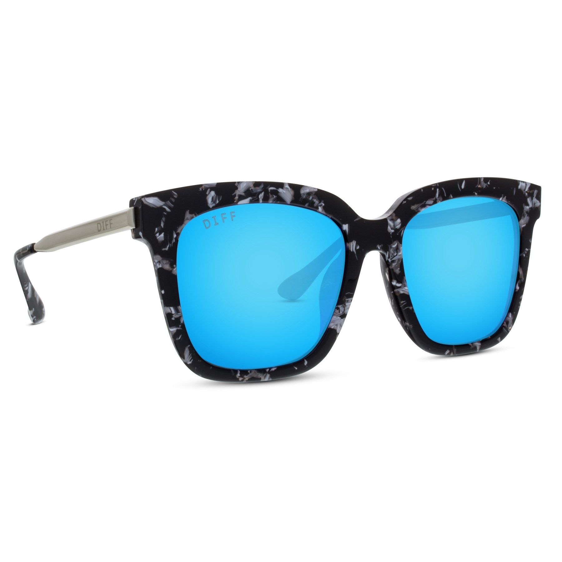 BELLA - BLACK / WHITE + BLUE MIRROR + POLARIZED SUNGLASSES sold by Diff Eyewear product image thumbnail 2