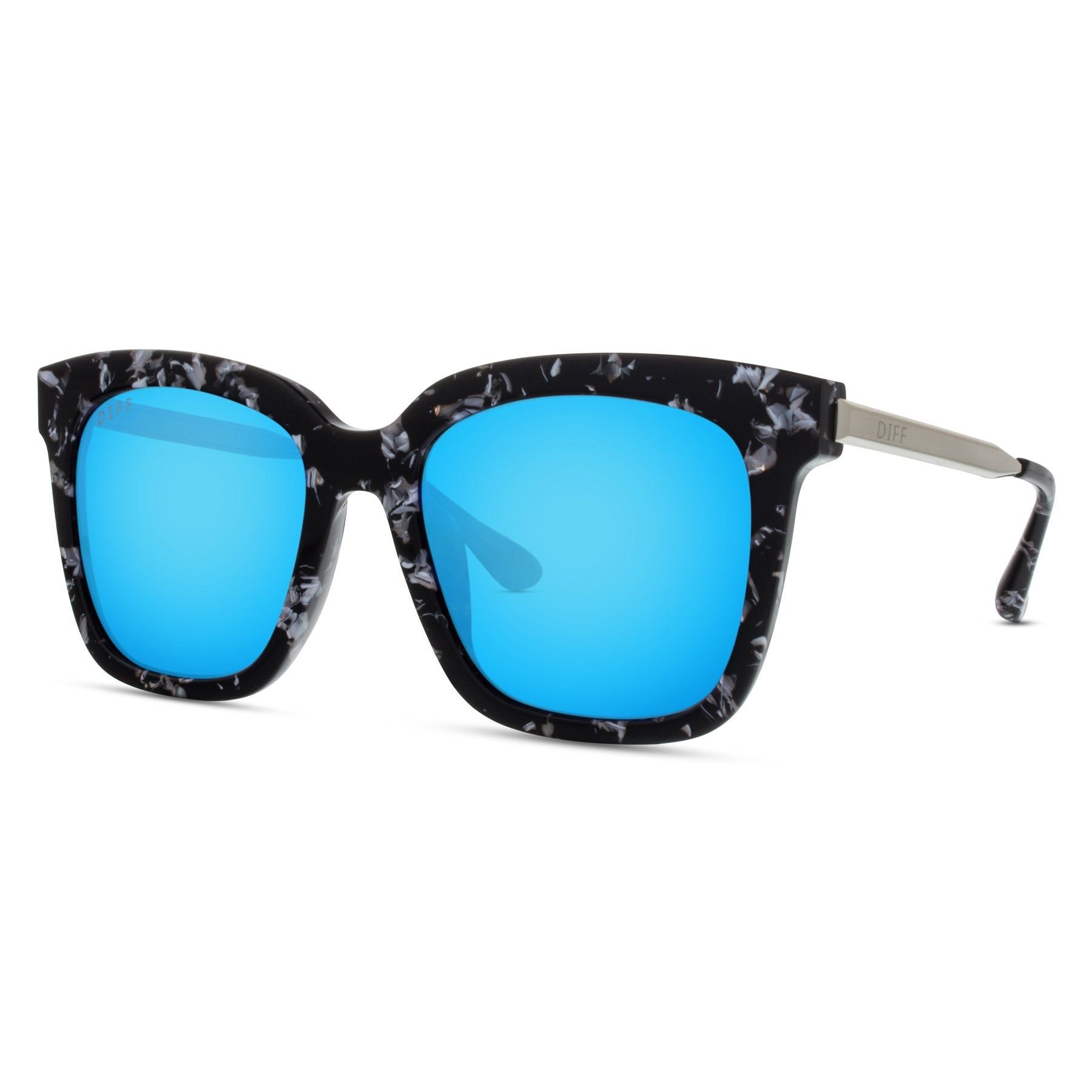 BELLA - BLACK / WHITE + BLUE MIRROR + POLARIZED SUNGLASSES sold by Diff Eyewear product image thumbnail 3