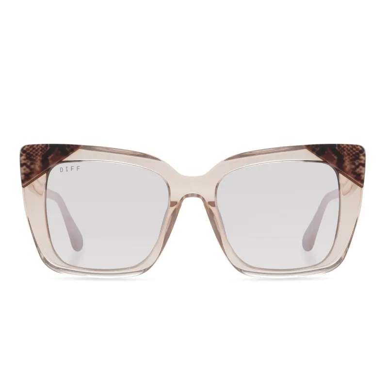 LIZZY - SANDSTONE CRYSTAL + BEIGE MIRROR + POLARIZED SUNGLASSES sold by Diff Eyewear