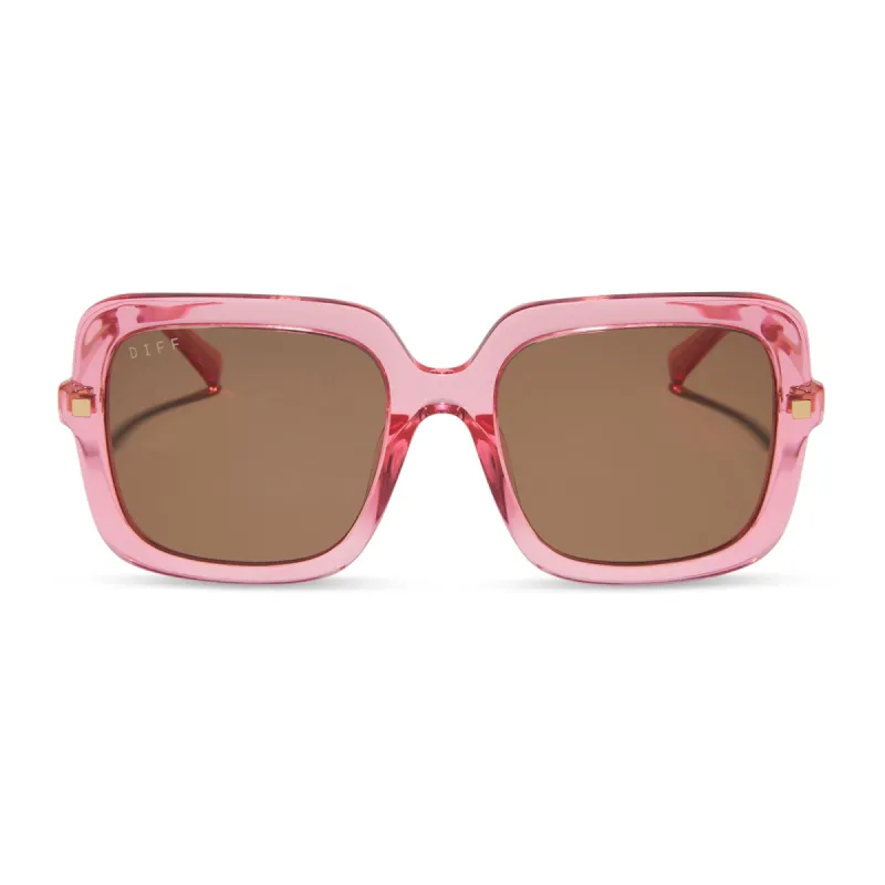 SANDRA - CANDY PINK CRYSTAL + BROWN SUNGLASSES sold by Diff Eyewear