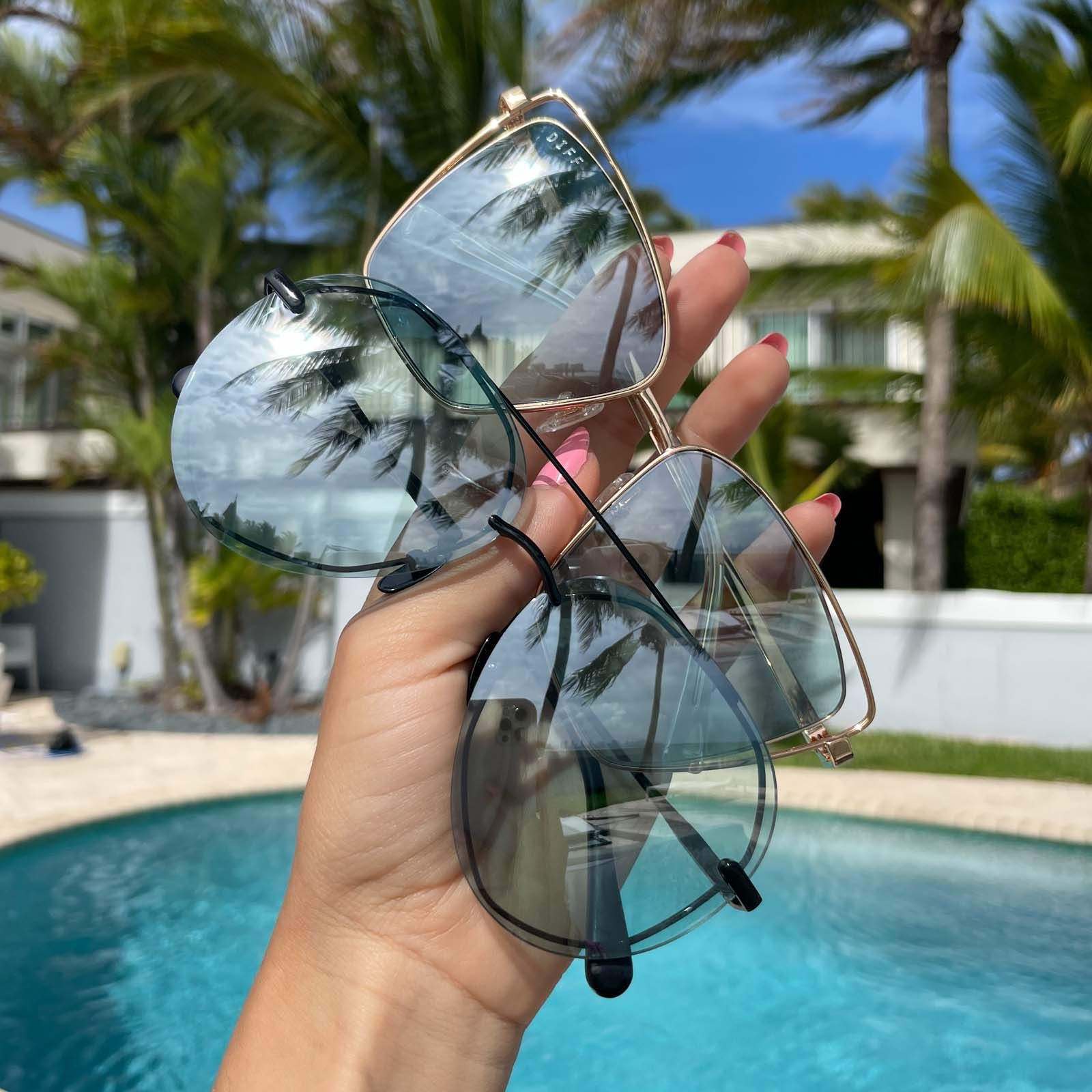 BECKY III - GOLD + TURQUOISE MIRROR SUNGLASSES sold by Diff Eyewear product image thumbnail 7