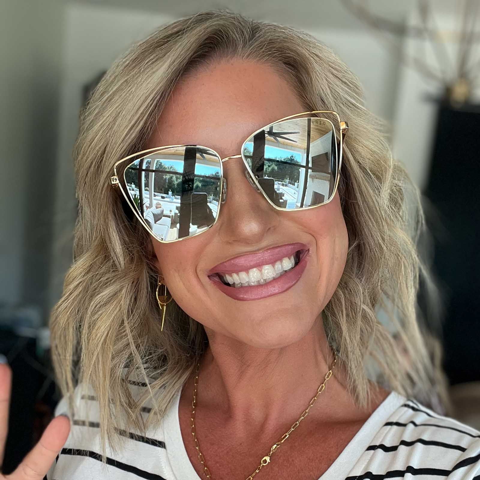 BECKY III - GOLD + TURQUOISE MIRROR SUNGLASSES sold by Diff Eyewear product image thumbnail 5