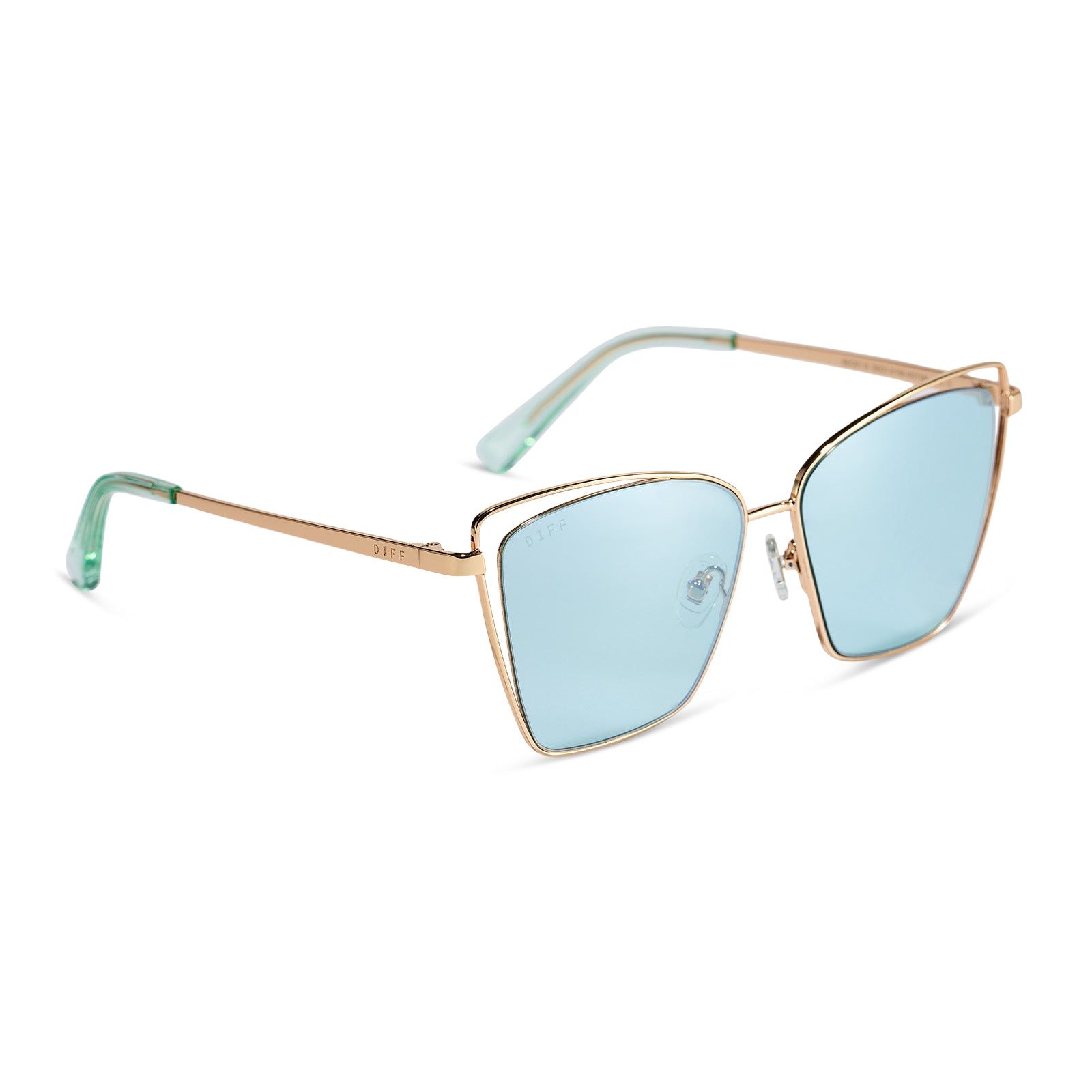 BECKY III - GOLD + TURQUOISE MIRROR SUNGLASSES sold by Diff Eyewear product image thumbnail 2