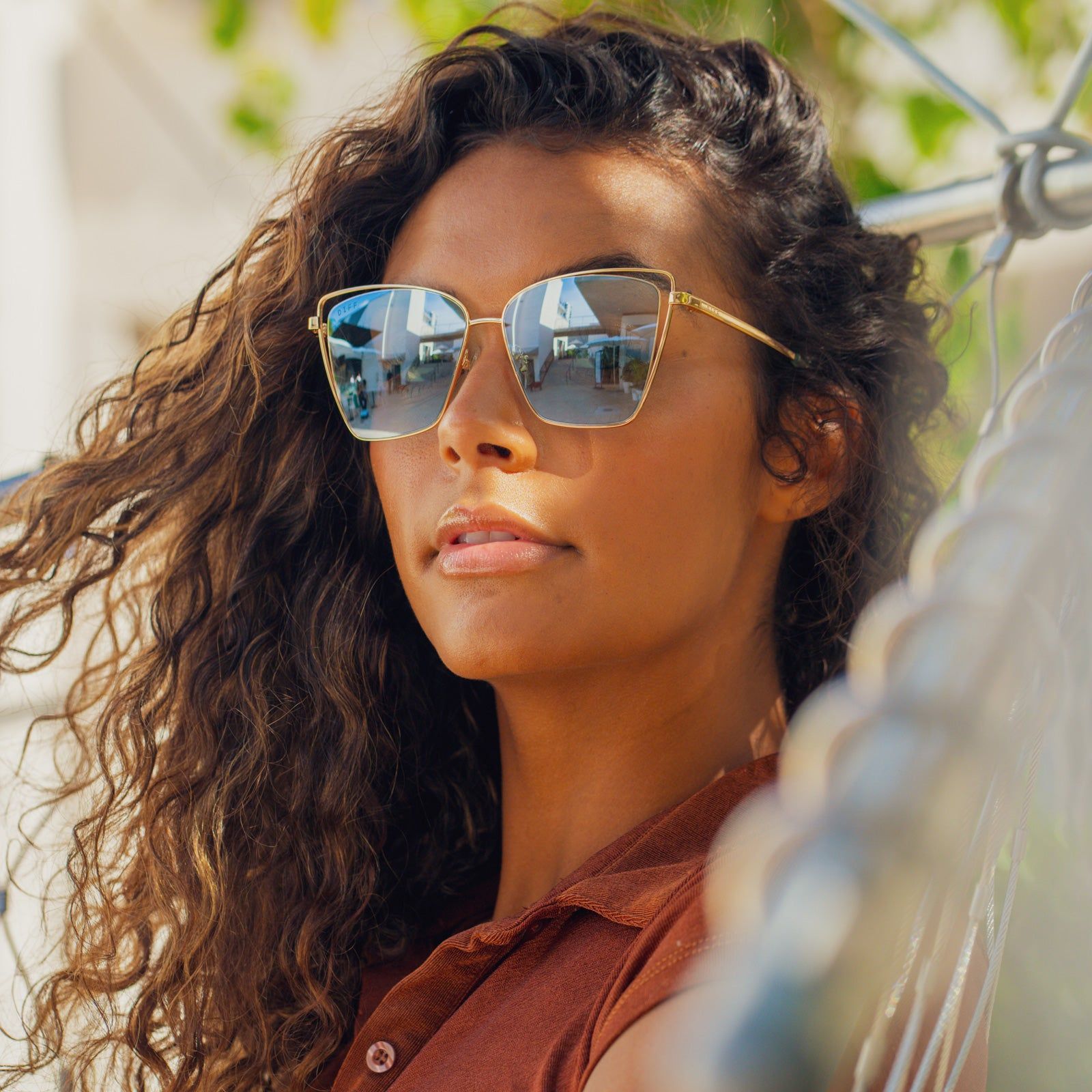 BECKY III - GOLD + TURQUOISE MIRROR SUNGLASSES sold by Diff Eyewear product image thumbnail 4