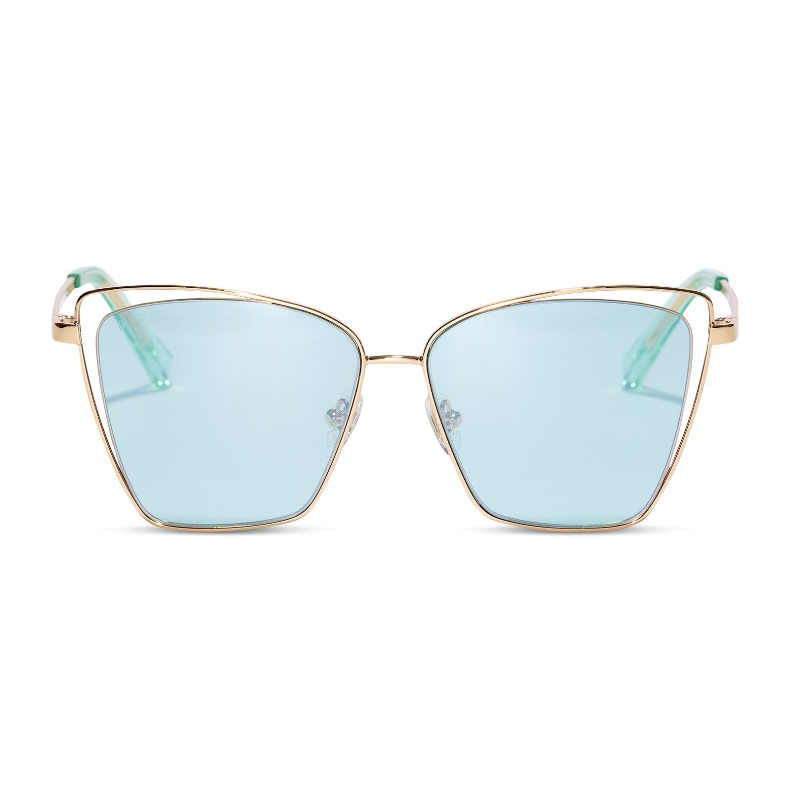 BECKY III - GOLD + TURQUOISE MIRROR SUNGLASSES sold by Diff Eyewear