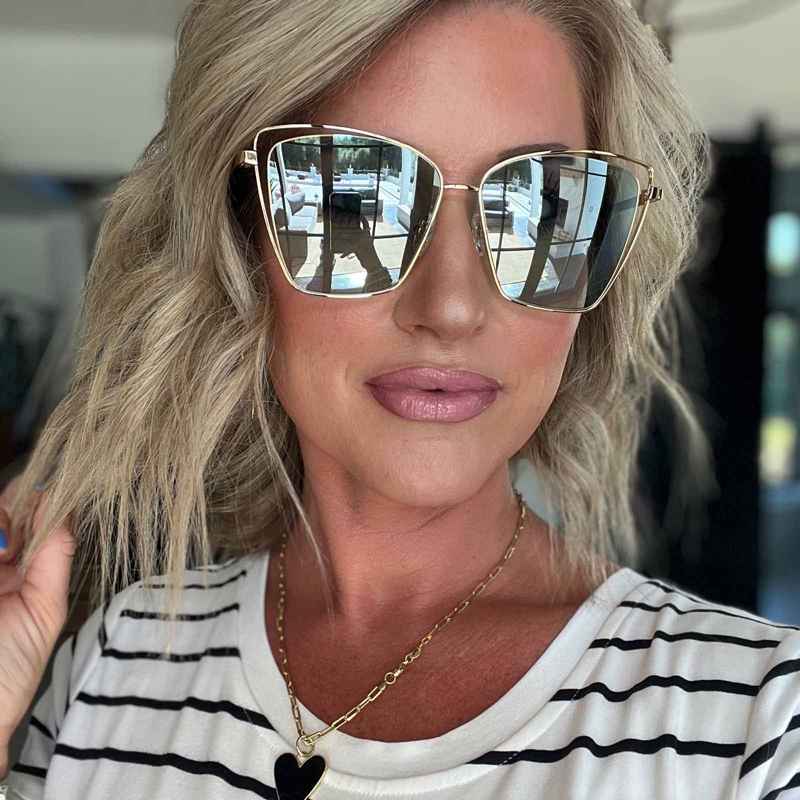 BECKY III - GOLD + LAVENDER ROSE GRADIENT FLASH SUNGLASSES sold by Diff Eyewear product image thumbnail 5