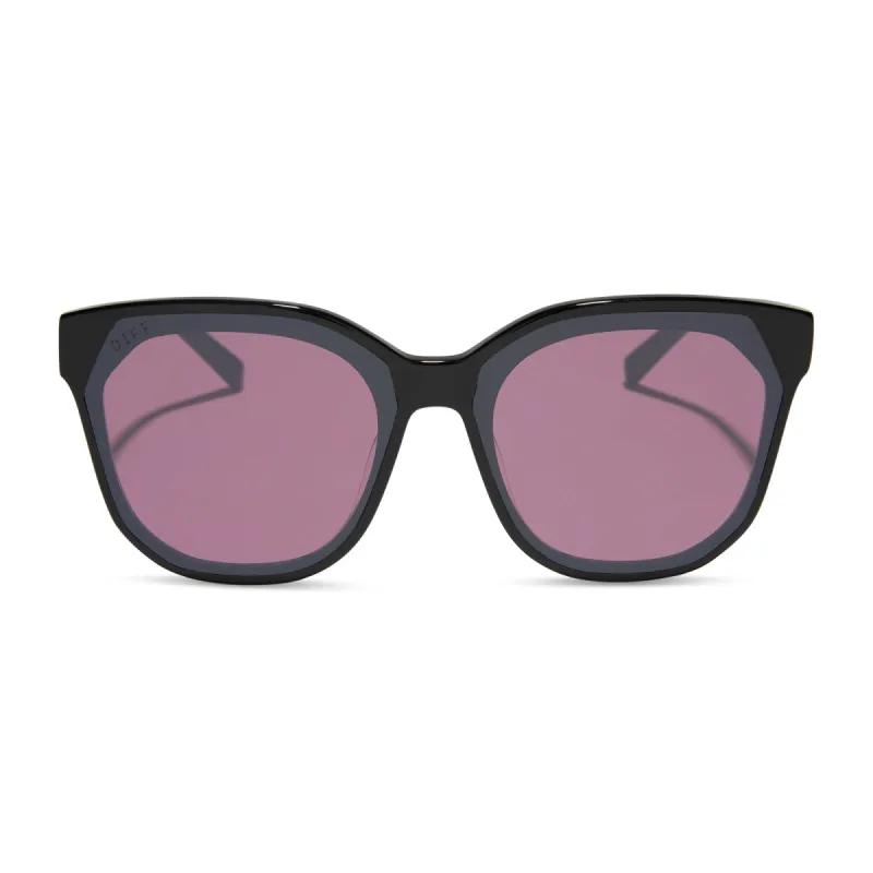 GIA - BLACK + AUBERGINE W SILVER FLASH SUNGLASSES sold by Diff Eyewear