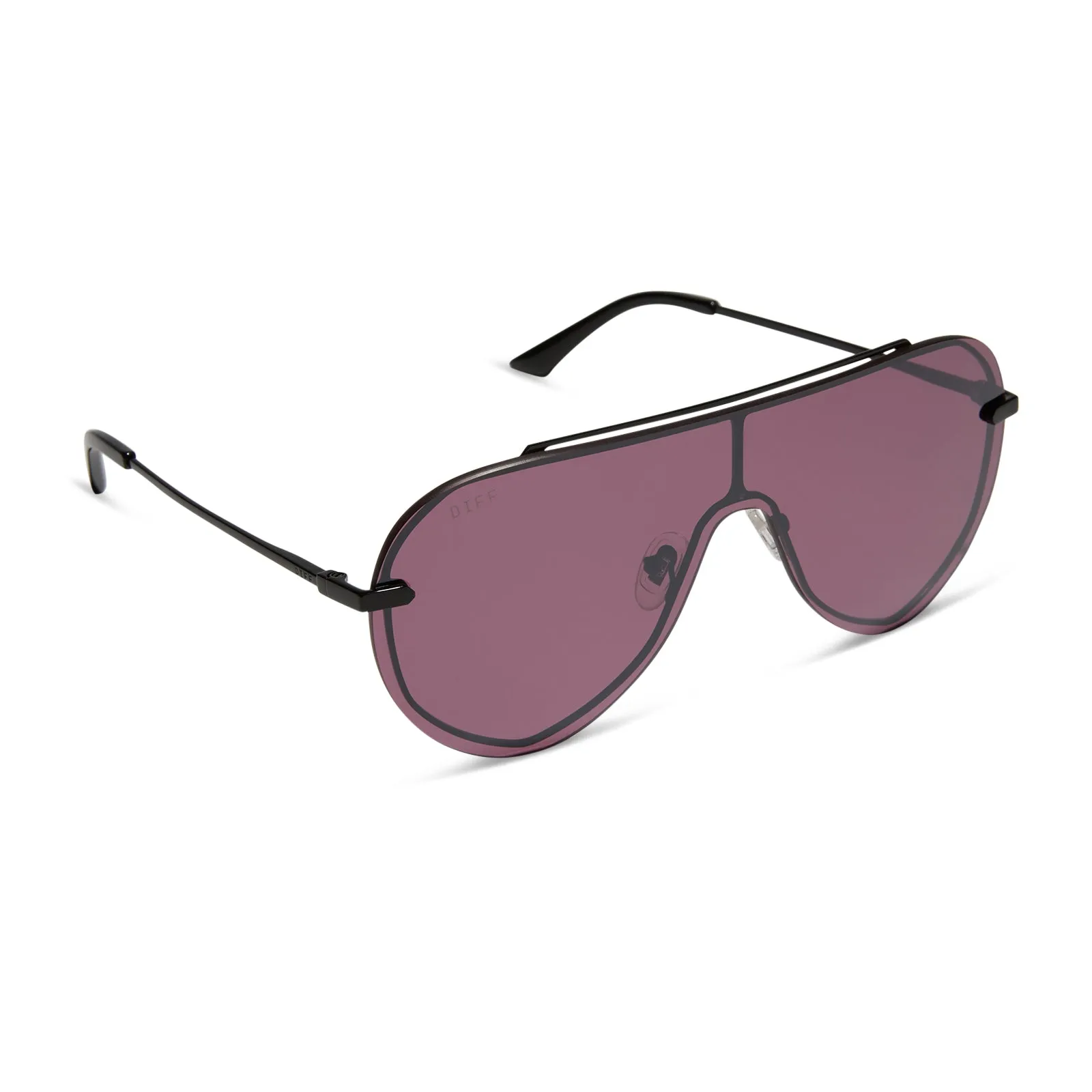 IMANI - BLACK + AUBERGINE W SILVER FLASH SUNGLASSES sold by Diff Eyewear product image thumbnail 2
