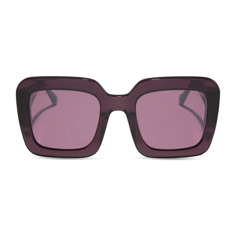 CHARISE - AUBERGINE + AUBERGINE W SILVER FLASH SUNGLASSES sold by Diff Eyewear